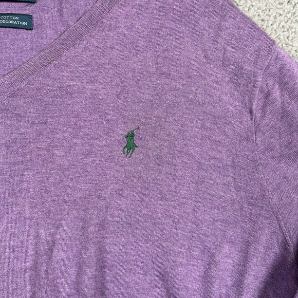 Polo Ralph Lauren Mens Sweater Light Purple 2XB V-Neck Pima Cotton - Picture 4 of 8